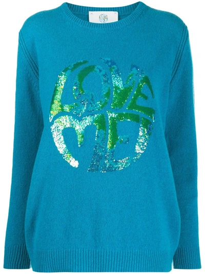Alberta Ferretti Sequin Embroidered Jumper In Blue