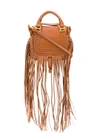 Chloé Mini Marcie Fringe Leather Crossbody Bag In Brown