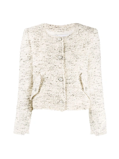 Iro Long Sleeved Fitted Bouclé Jacket In Neutrals