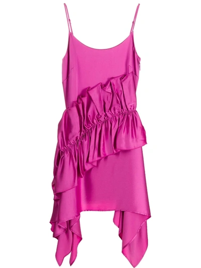 Christopher Kane Ruffled Satin-crepe Mini Dress In Pink