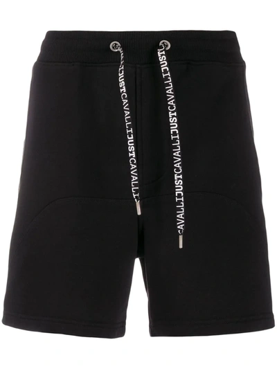 Just Cavalli Relaxed-fit Drawstring Track Shorts In Black