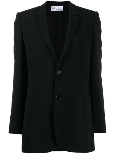 Red Valentino Notched Lapels Single-breasted Blazer In Black