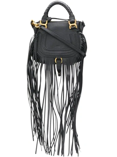 Chloé Fringed Marcie Tote Bag In Black