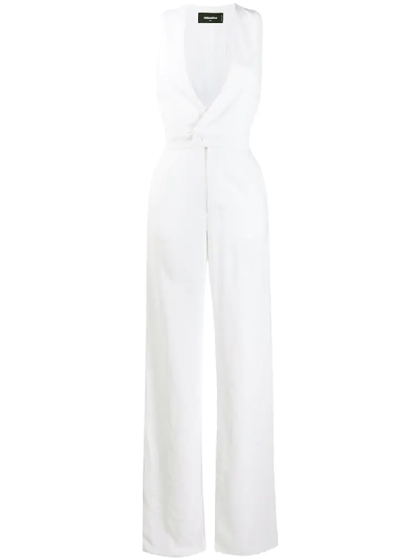 white sleeveless jumpsuit