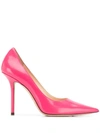 Jimmy Choo 100mm Love Brushed Leather Pumps In Pink