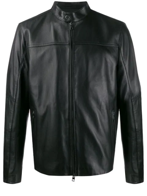 michael kors men's black leather jacket