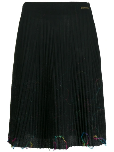 Pre-owned Versace 1990s Thread Embellishments Pleated Skirt In Black
