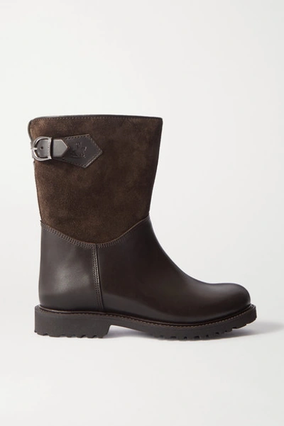 Ludwig Reiter Sennerin Shearling-lined Leather And Suede Ankle Boots In Brown