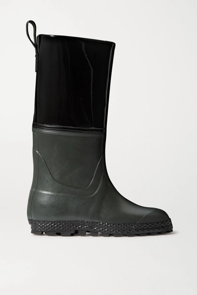 Ludwig Reiter Gardener Rubber And Patent-leather Rain Boots In Black