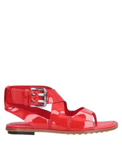 Tod's Toe Strap Sandals In Red