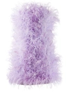 Attico Strapless Bead And Feather-embellished Cotton Mini Dress In Lilac