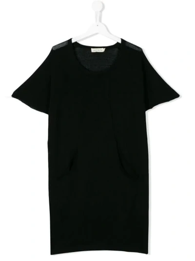 Andorine Kids' Open Knit T-shirt Dress In Black