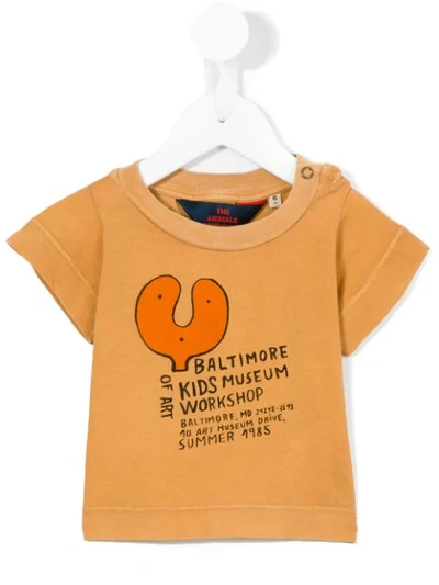 The Animals Observatory Babies' Baltimore Print T-shirt In Yellow