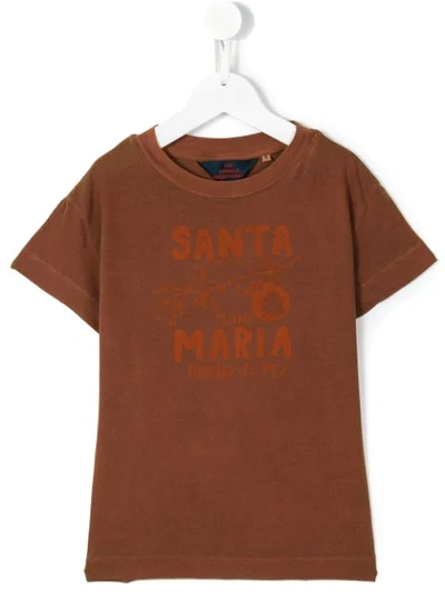 The Animals Observatory Kids' Santa Maria Print T-shirt In Brown