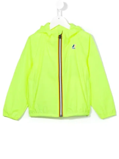 K-way Yellow Contrast Zip Up Jacket In Giallo