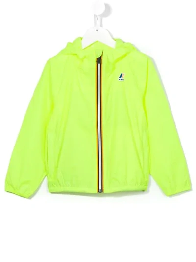 K-way Yellow Contrast Zip Up Jacket In Yellow Fluorescent