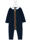 Gucci Babies' Web Striped Romper Set In Blue