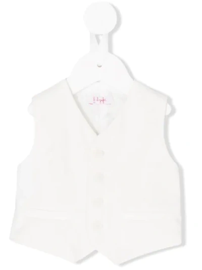 Il Gufo Babies' V-neck Waistcoat In White