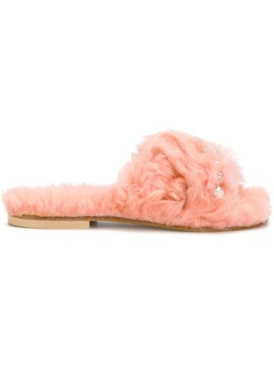 Emanuela Caruso Kids' Crystal-embellished Sandals In Pink