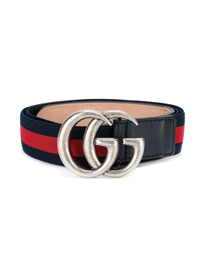 Gucci Kids' Web Logo-buckle Belt In Blue