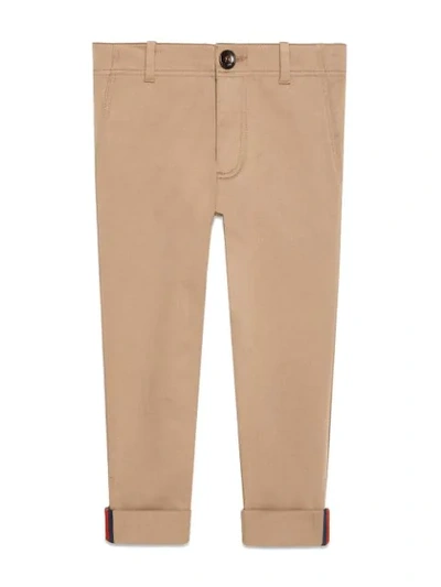 Gucci Kids' Children's Gabardine Trouser With Web In Neutrals