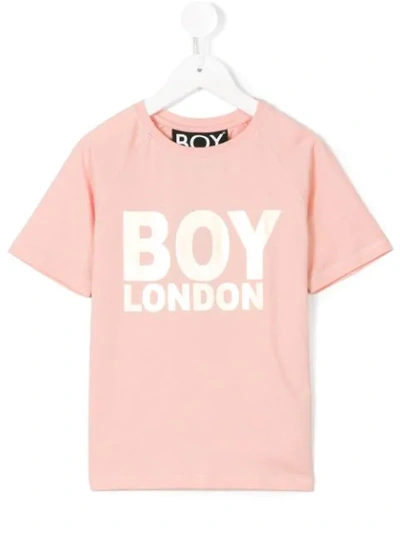 Boy London Kids' Logo Print T-shirt In Pink