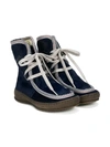 Pèpè Kids' Shearling-lined Contrast-trim Ankle Boots In Blue