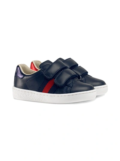 Gucci Kids' Toddler Trainers With Web In Blue