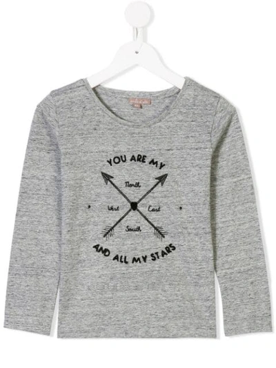 Emile Et Ida Kids' Arrow Print Longsleeved T-shirt In Grey