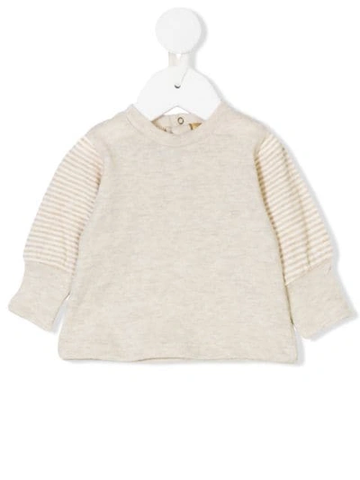 Gold Belgium Babies' Striped Sleeves Jumper In Neutrals