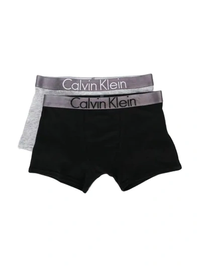Calvin Klein Kids' Set Of Boxer Briefs In Black