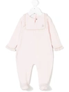 Tartine Et Chocolat Babies' Ruffled Bib Collar Pyjama In Pink