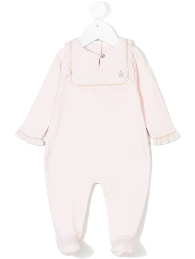 Tartine Et Chocolat Babies' Ruffled Bib Collar Pyjama In Pink