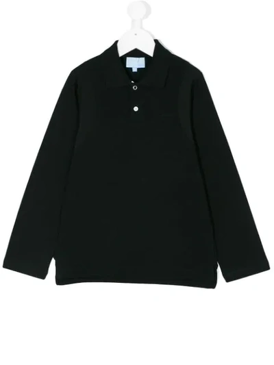 Lanvin Enfant Kids' Long Sleeved Polo Shirt In Black