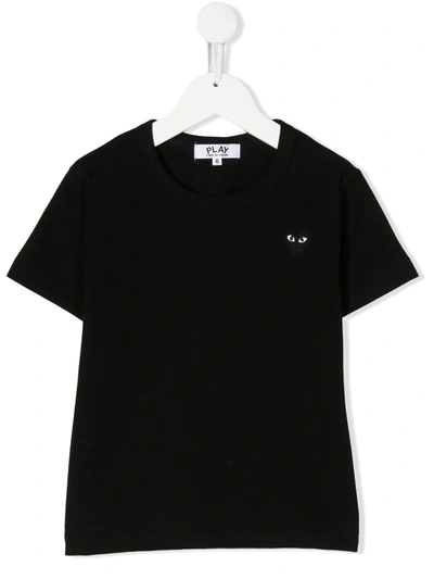 Comme Des Garçons Kids' Embroidered Logo Plaque T-shirt In Black