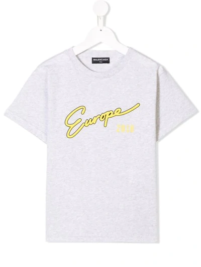 Balenciaga Kids' Europe Print T-shirt In Grey