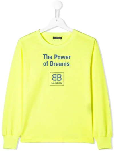 Balenciaga Kids' The Power Of Dreams T-shirt In Yellow