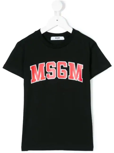 Msgm Kids' Logo Print T-shirt In Black