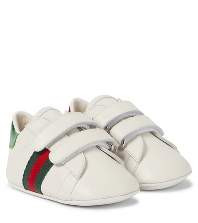 Gucci Baby Ace Leather Sneakers In White