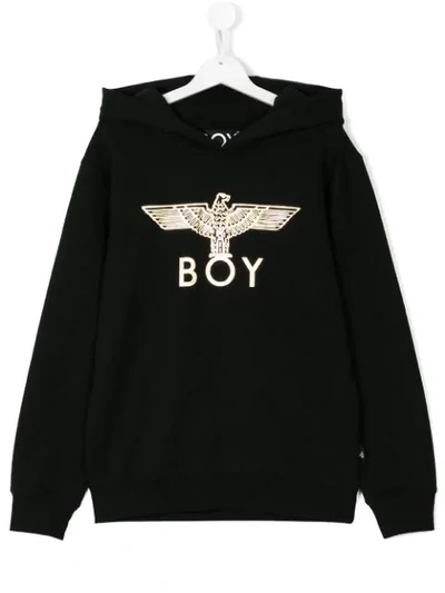 Boy London Kids' Front Logo Print Hoodie In Black