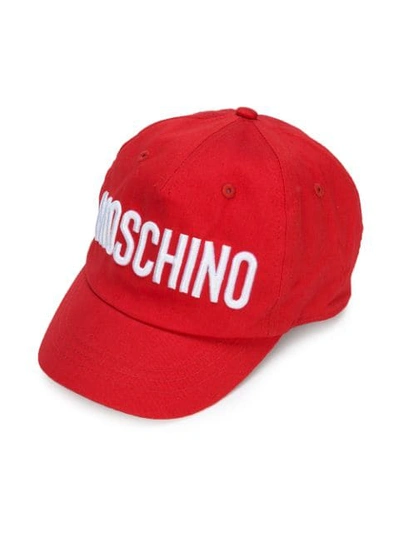 Moschino Kids' Logo Embroidered Cap In Red
