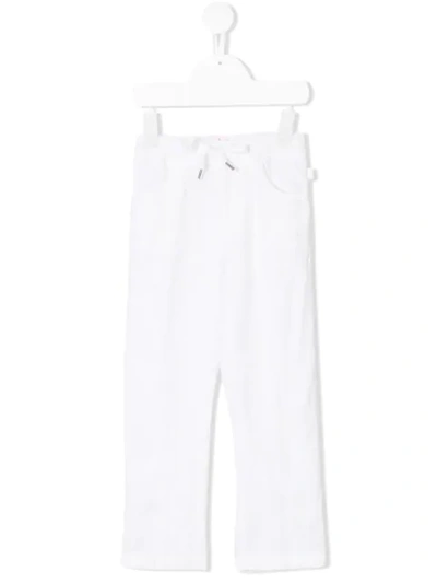 Il Gufo Kids' Drawstring Straight Trousers In White