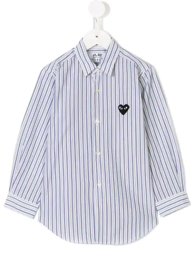 Comme Des Garçons Kids' Heart Pinstripe Shirt In White