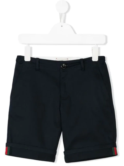 Gucci Kids' Web Embellished Chinos In Blue