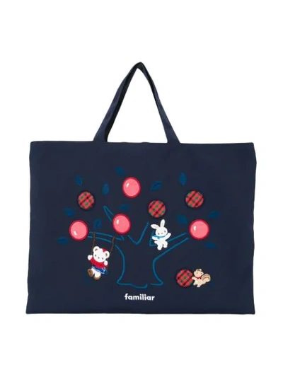 Familiar Kids' Lia Embroidered Tote Bag In Blue