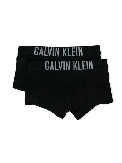 Calvin Klein Kids' Logo Print Boxer Shorts Set In Black
