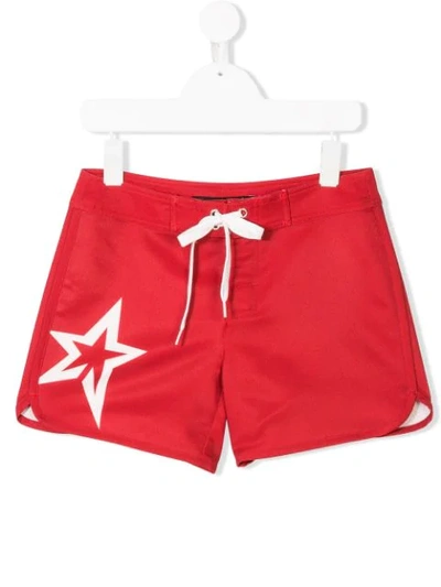 Perfect Moment Kids' Star Print Swim Shorts In Red