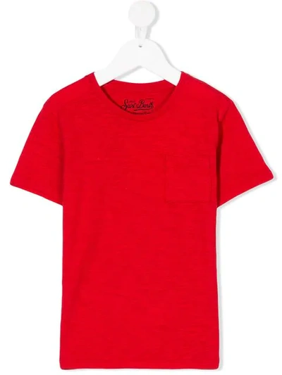 Mc2 Saint Barth Kids' Chest Pocket T-shirt In Red