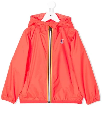 K-way Kids' Logo-print Zipped Parka In Red