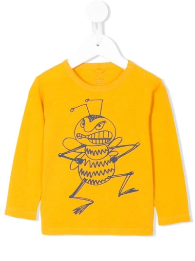 Stella Mccartney Babies' Bee Print Longsleeved T-shirt In Yellow